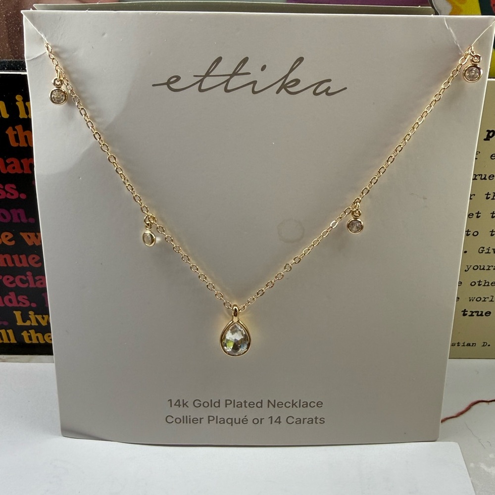 Ettika Gold Necklace with Crystal Drops